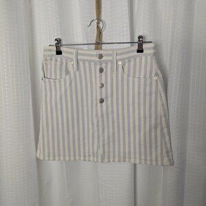 Madewell Denim Skirt, White and light blue, Size 27, Button Fly